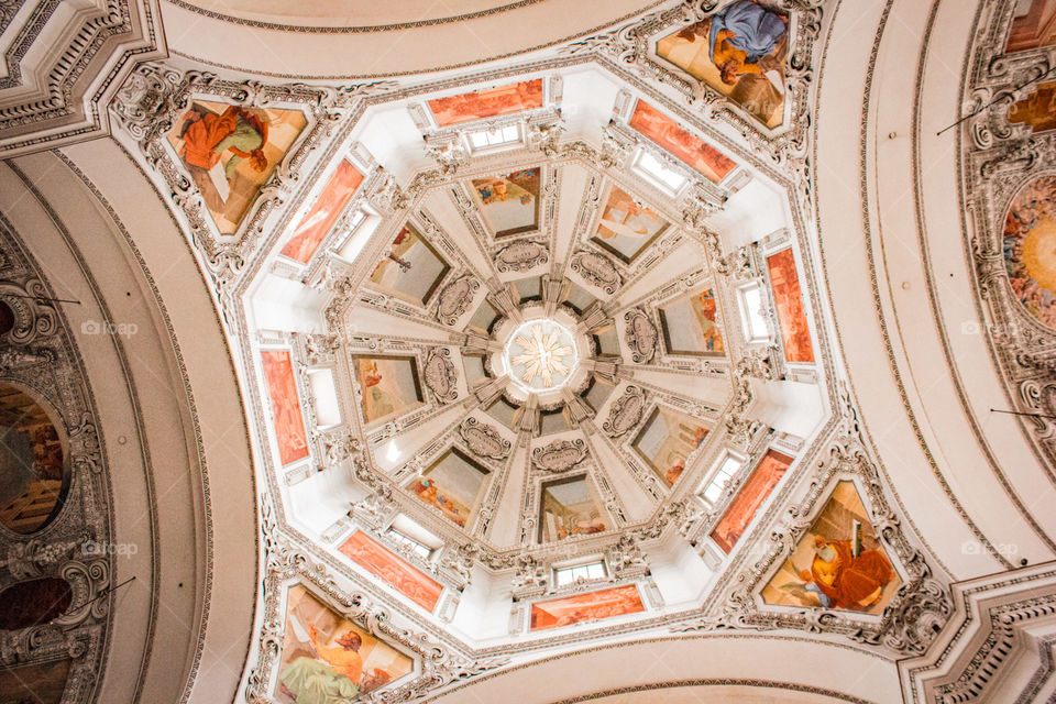 Dome architecture of the Salzburg Cathedral in Salzburg, Austria