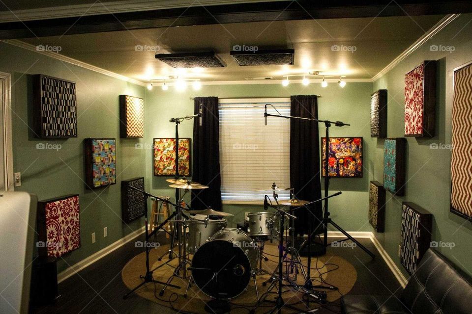 Home Drum Recording funky man cave music room