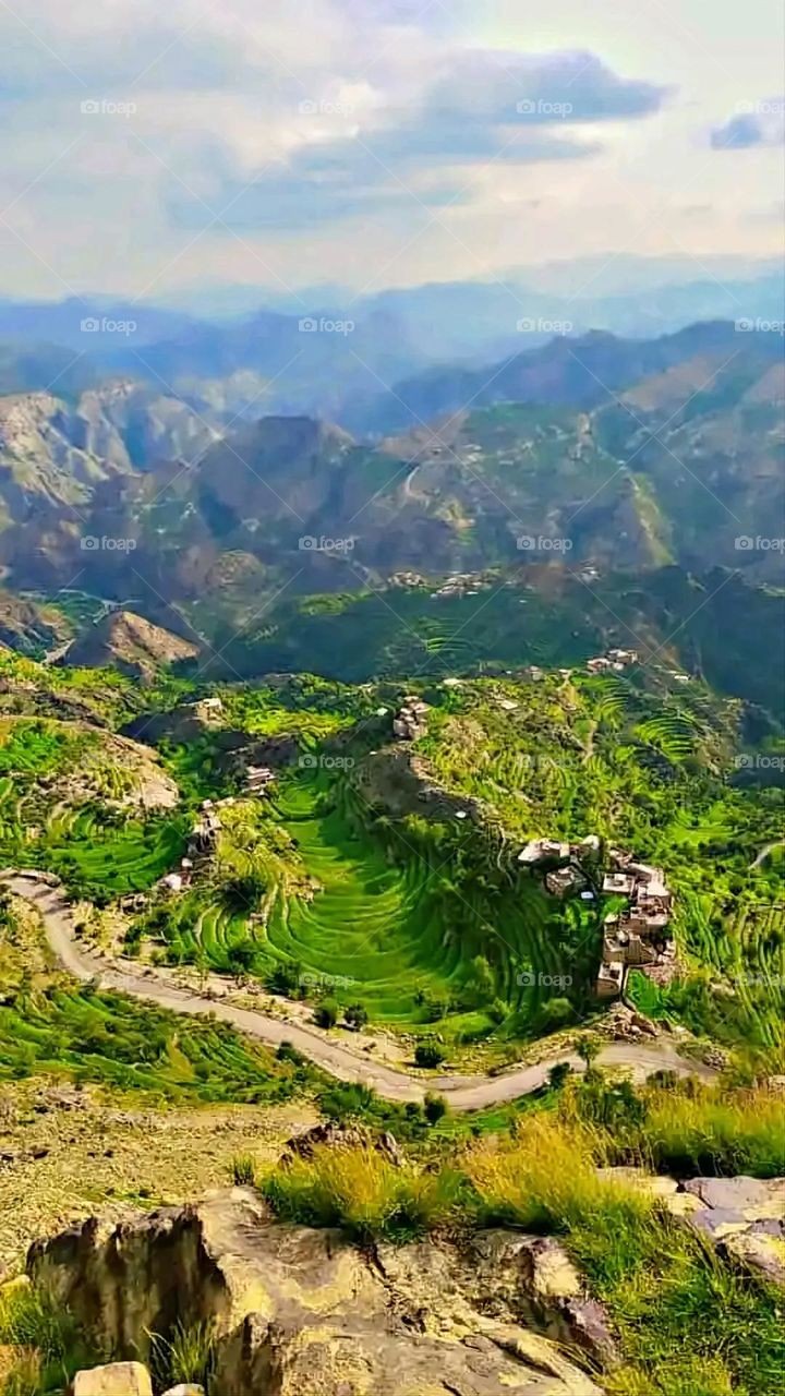 Glory be to God, the magnificent and picturesque view and the natural green trees are a view that is nothing more wonderful than it