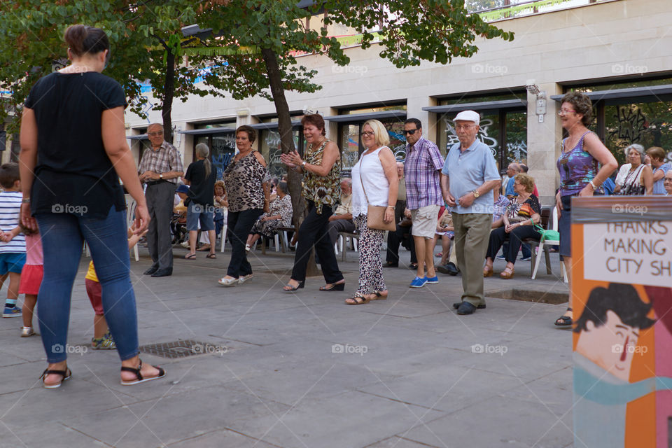 Elderly dance street lesson