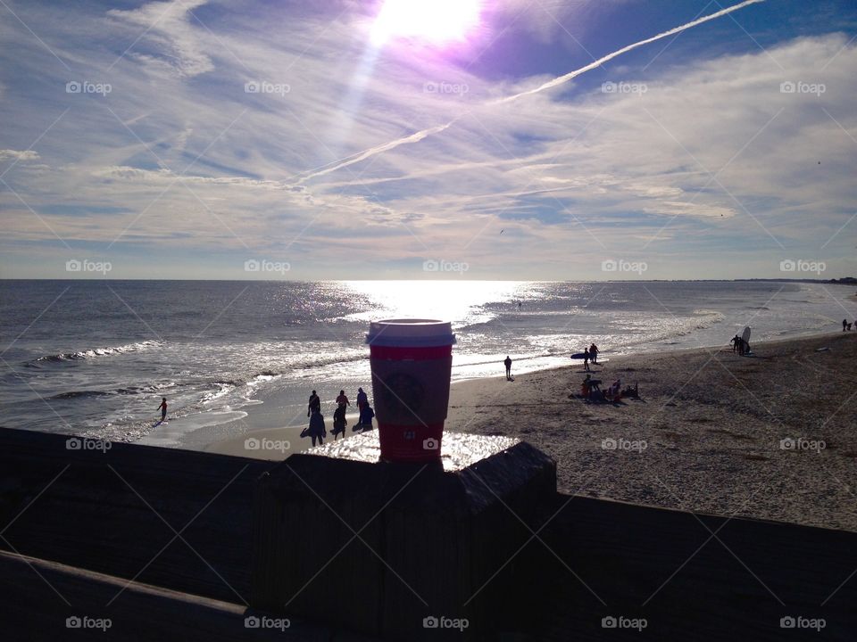 Coffee time at the beach. 