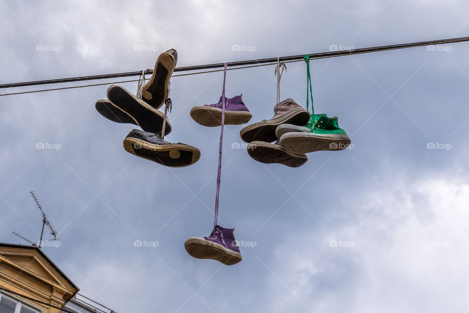 Hanging shoes