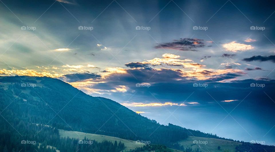 Ukrainian Carpathian Mountains during sunset