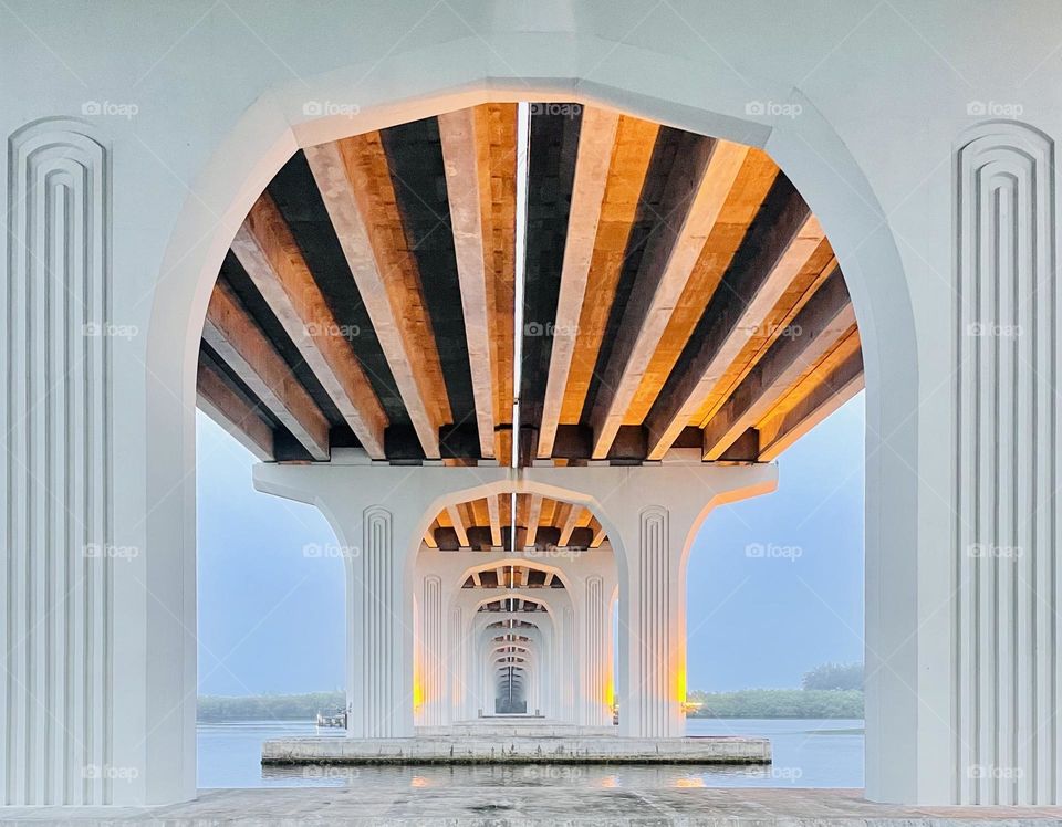 Amazing architecture under the illuminated bridge in Vero Beach Florida