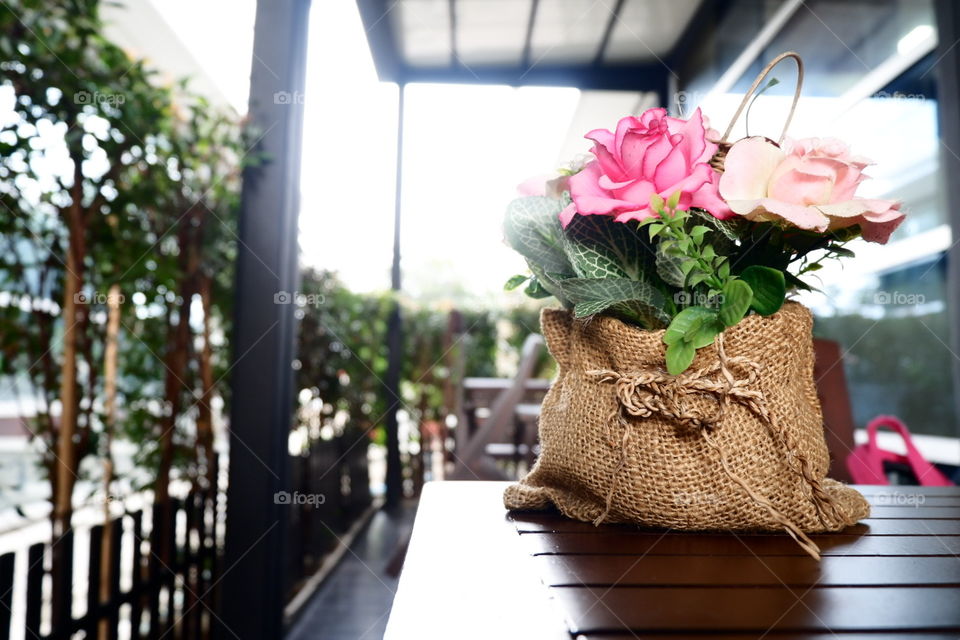 Bangkok,Thailand. Relax time on breakfast. Flower table devoration