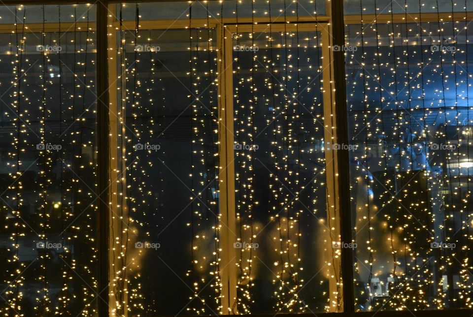 beautiful night windows light street view Christmas time