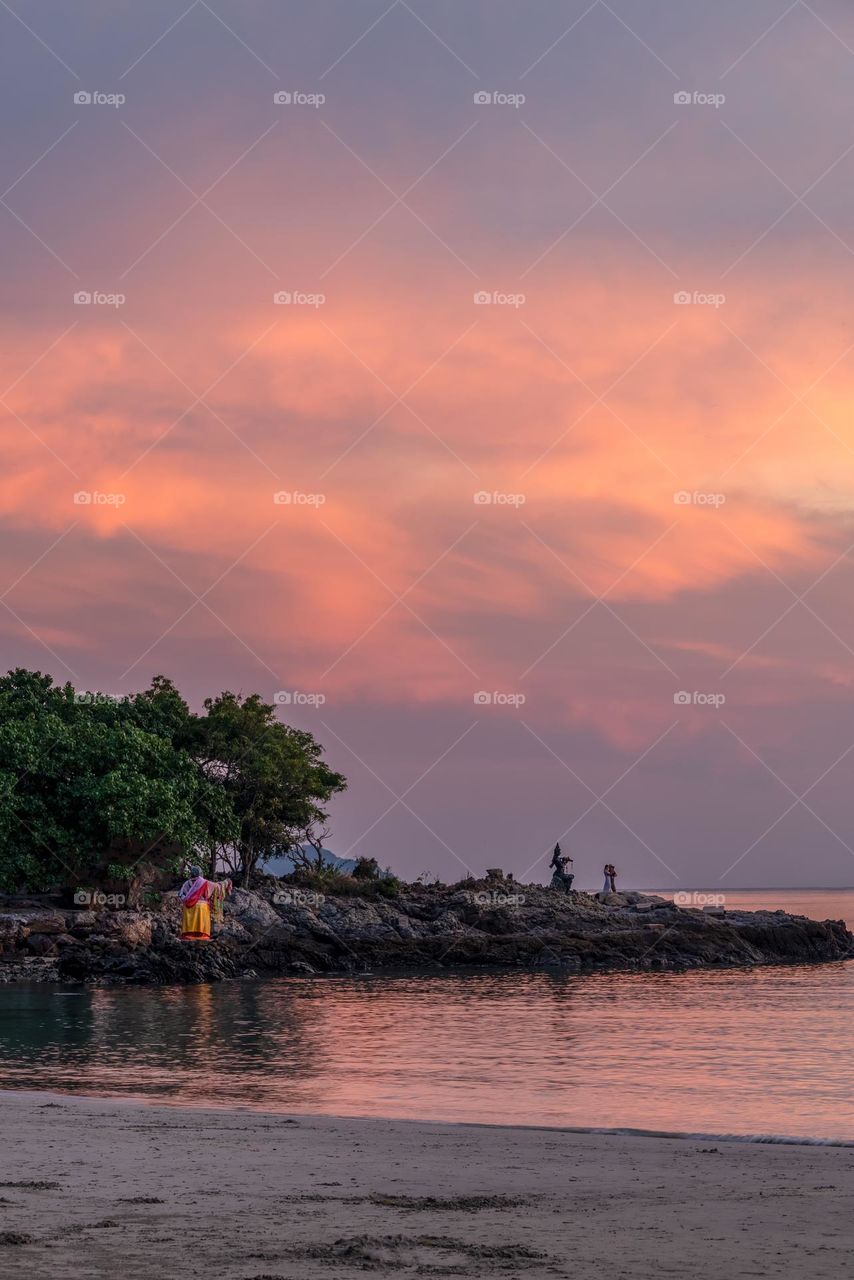 Beautiful sunset scene on Thailand beach