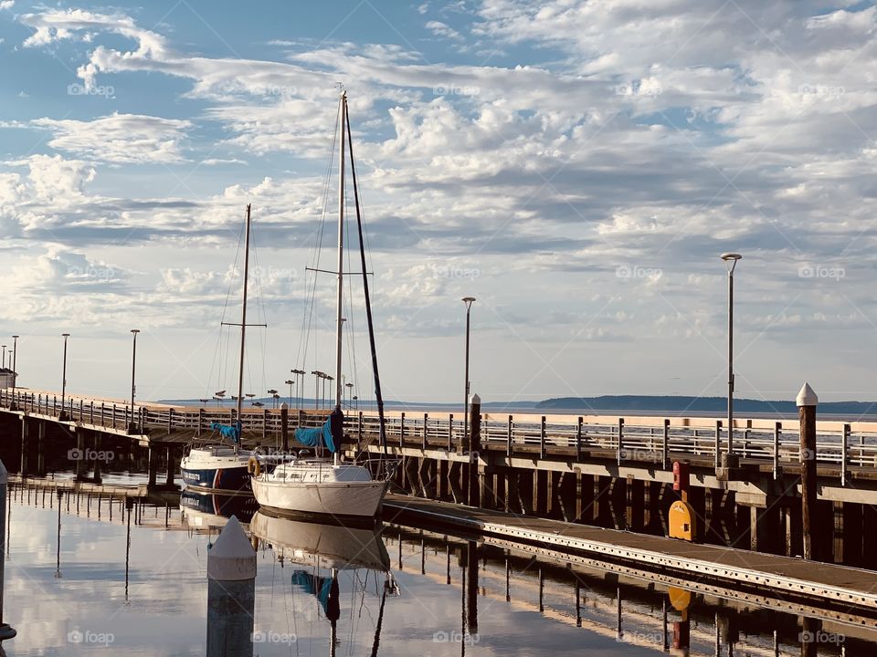 Deserted beach and waterfront pier during lockdown 