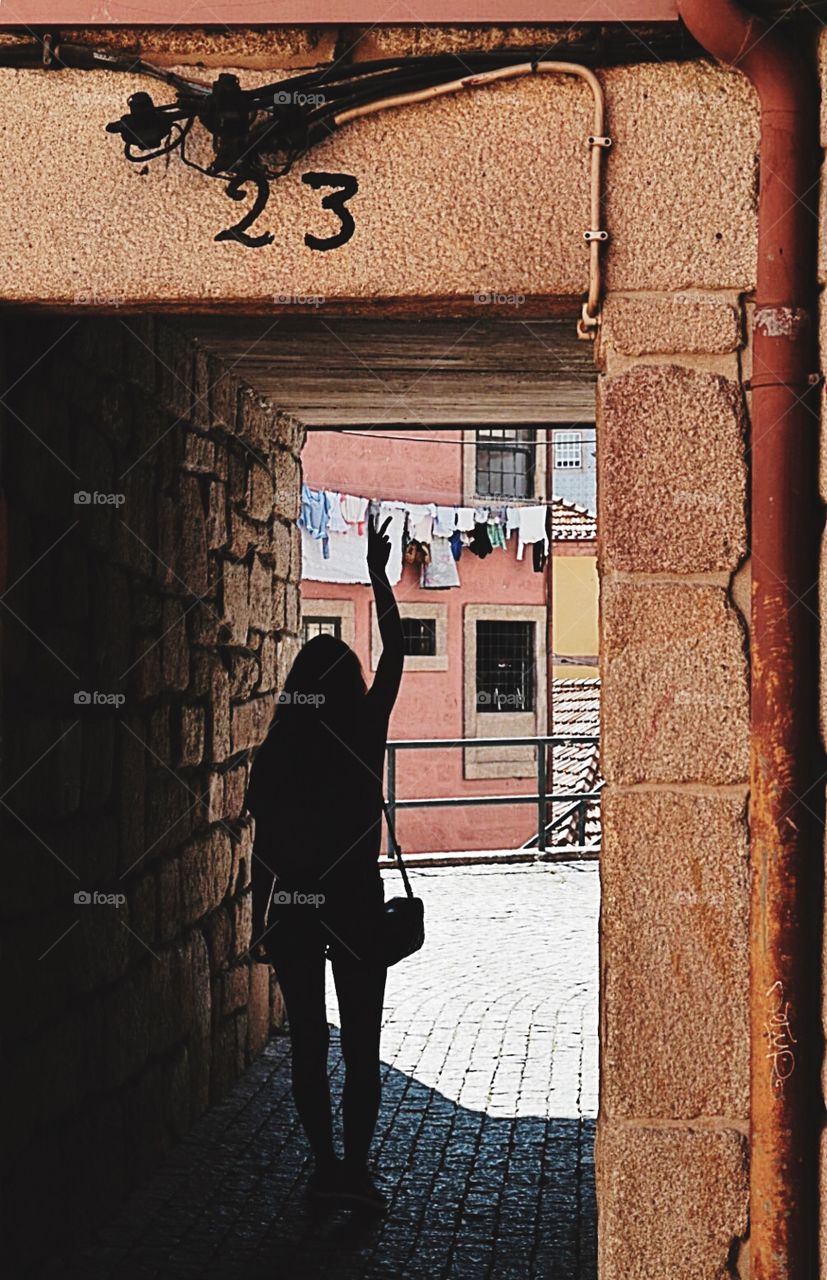 Tourist having fun in porto 