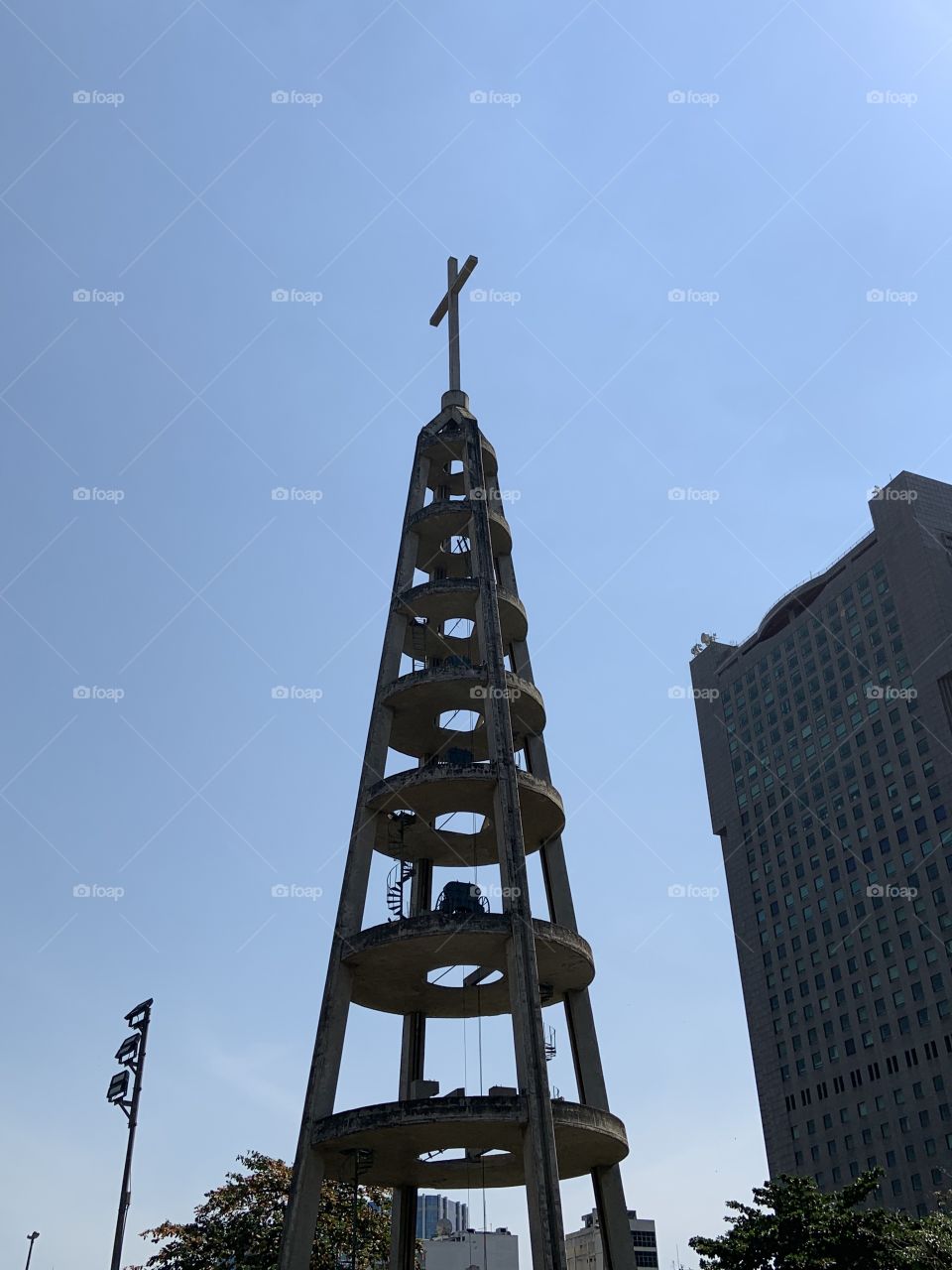 Modern bell tower. Rio de Janeiro church 