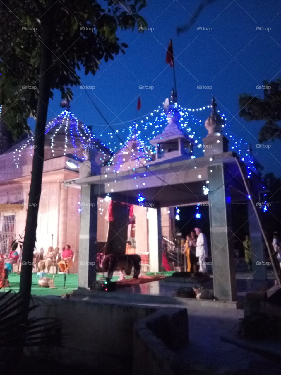 A queue of Lord Shiva's devotees in a temple at Patiala city. India