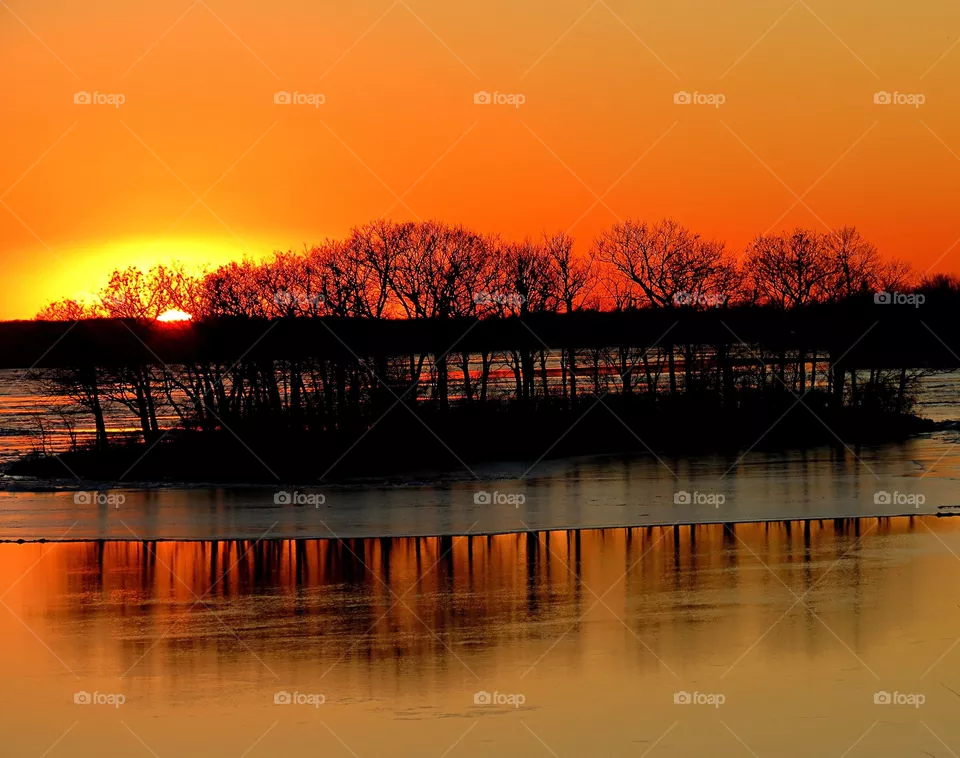 Bright cold sunset