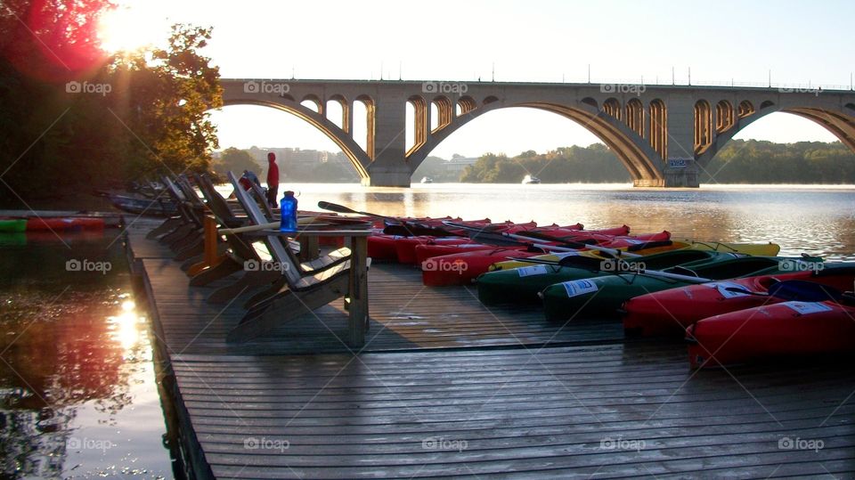 Early morning on Potomac. waiting for race at a marina in DC