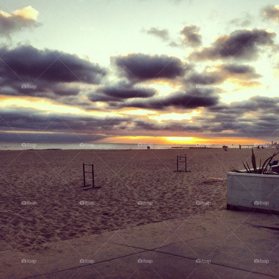 beach colors sunset clouds by mwixted1