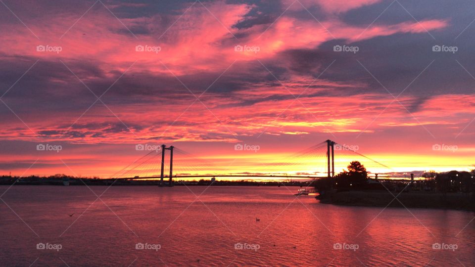 Cable bridge sunrise