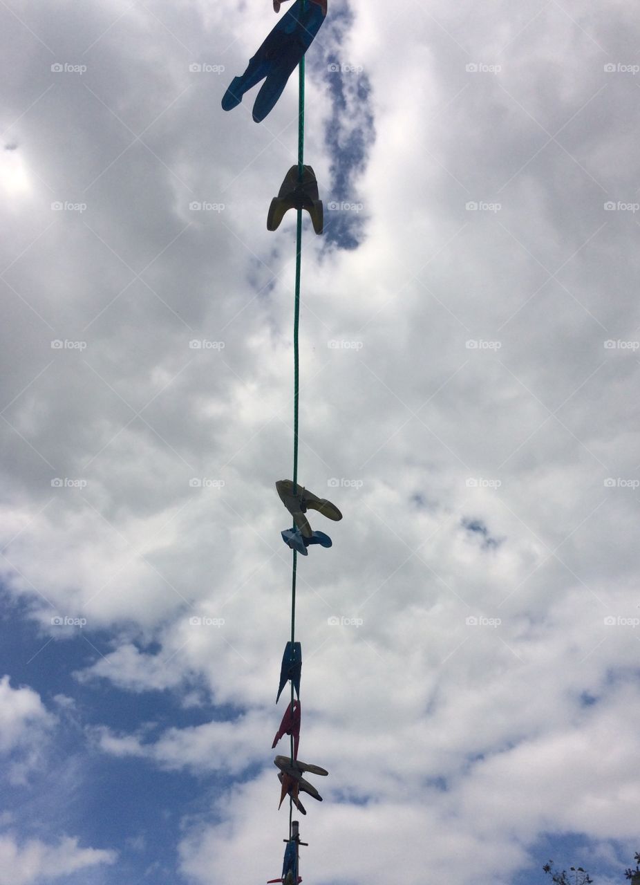 Washing line under sky