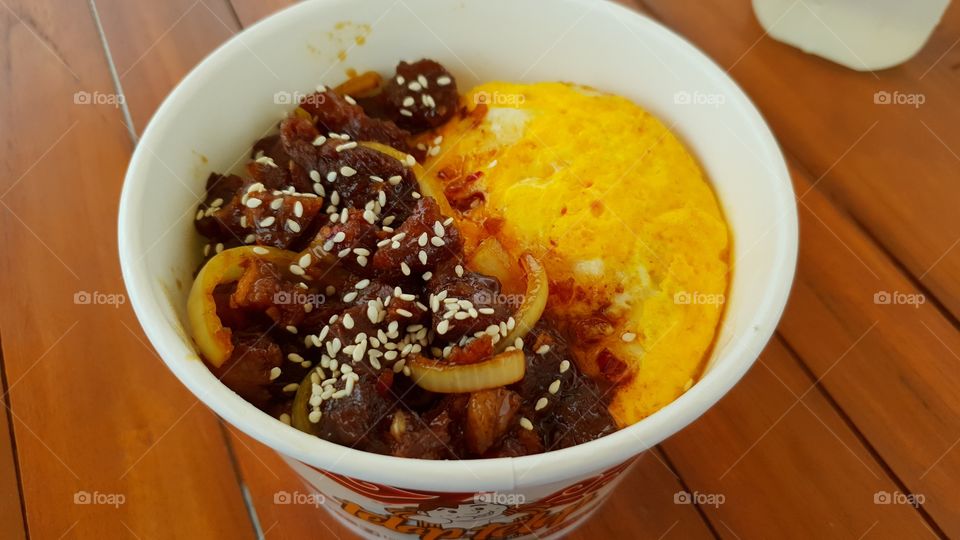Beef Teriyaki bowl with fried egg