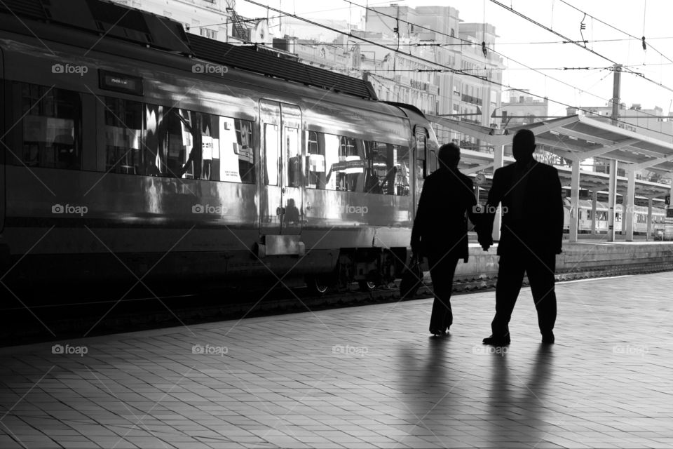 white black train station by ventanamedia