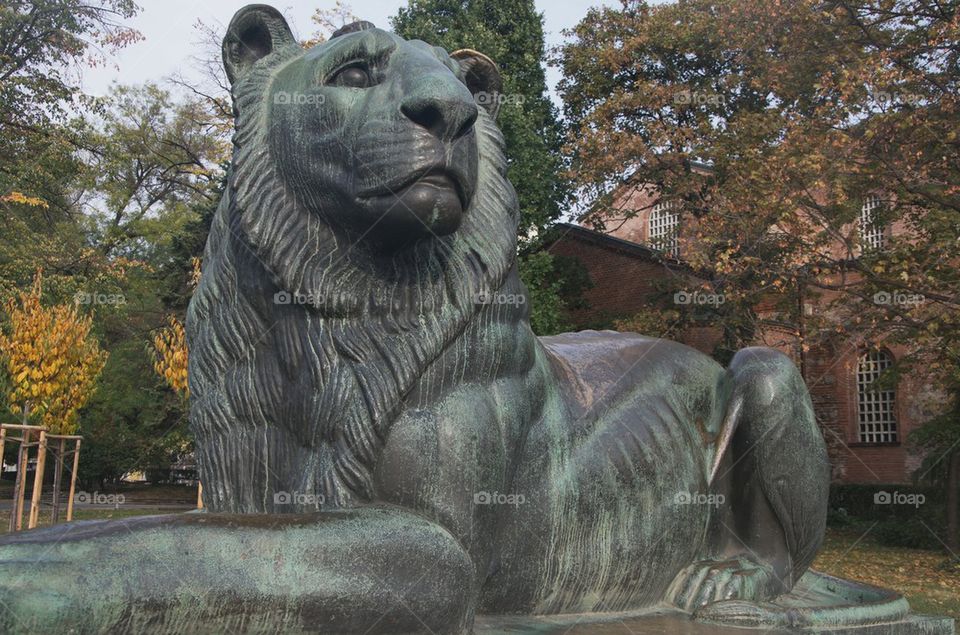 Bronze lion monument, Sofia, Bulgaria