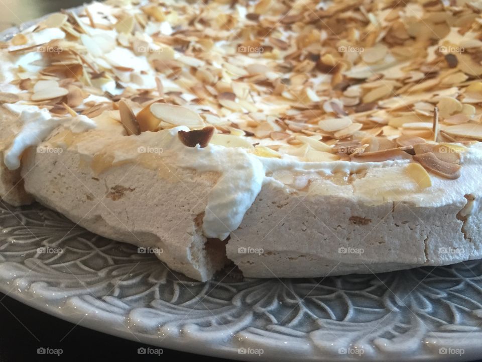 Close-up of meringue cake