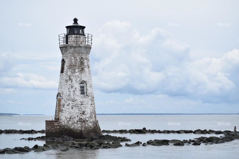 A historic lighthouse just off the coast of Georgia in the United States 