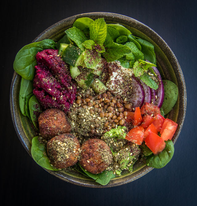 High angle view of falafel