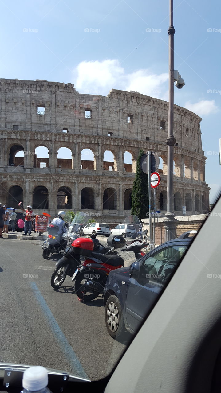 Driving To The Famous Colosseum