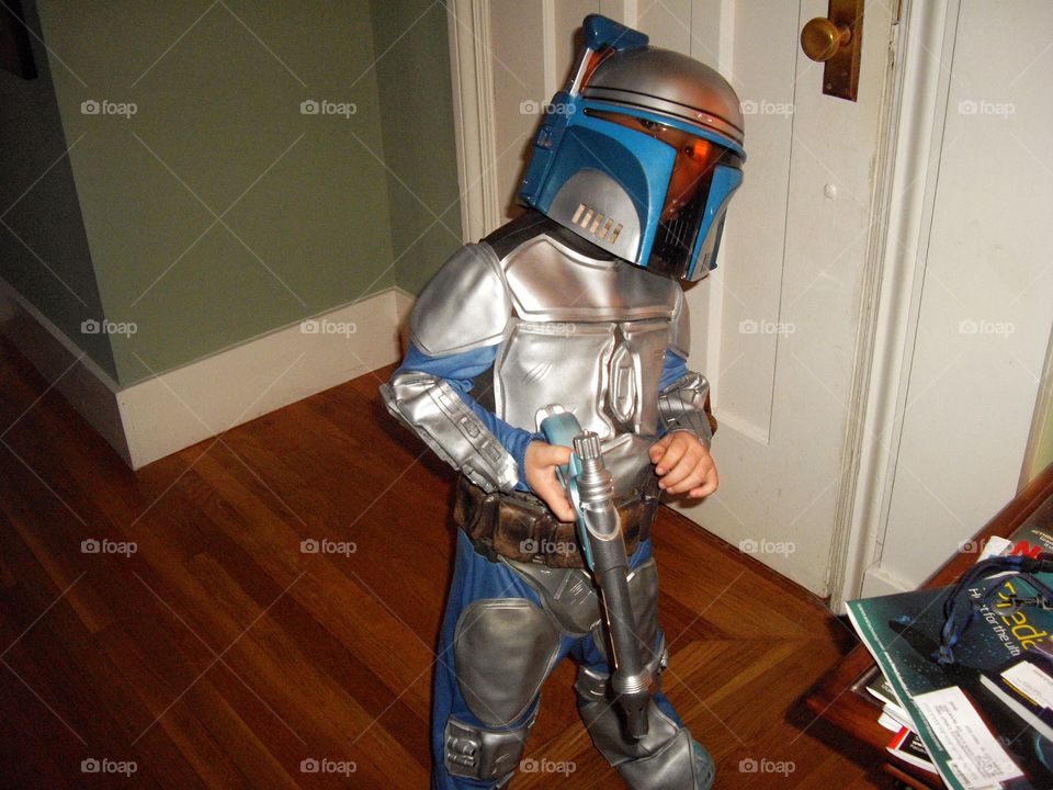 Young Boy In Star Wars Costume
