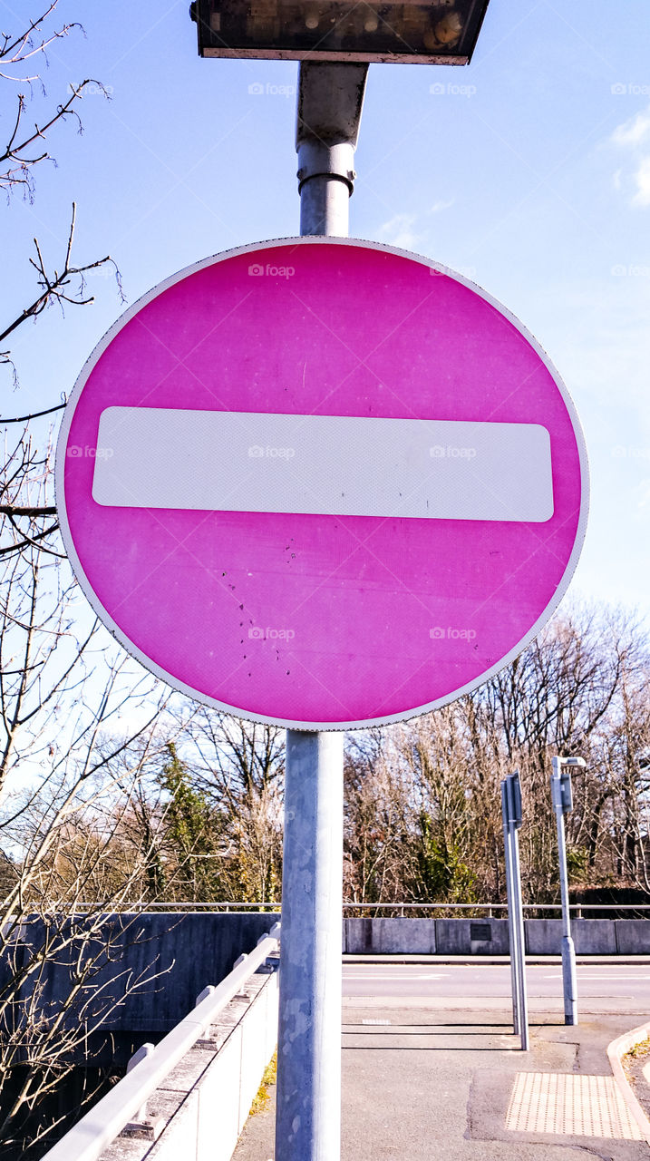 A pink sign