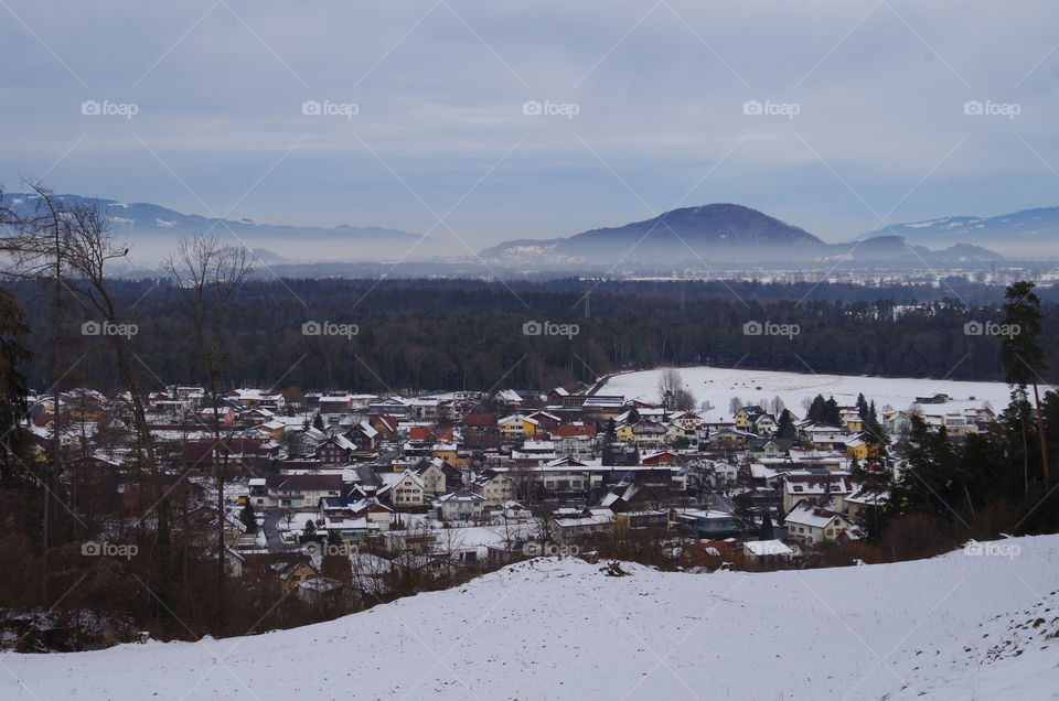 villages photo on mountain s background