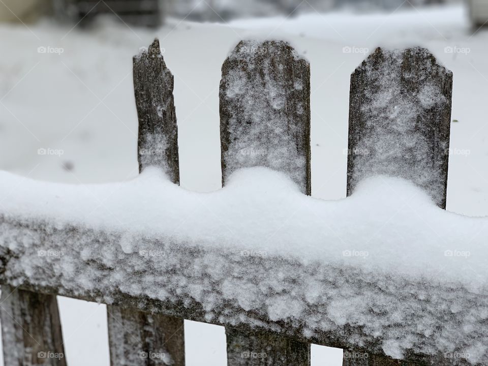 Fence posts draped in white.