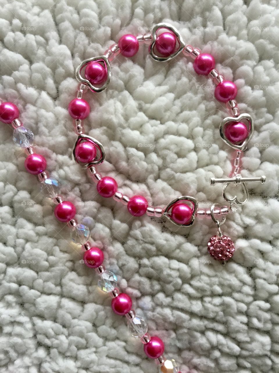 Hot  pink beaded bracelet handcrafted 