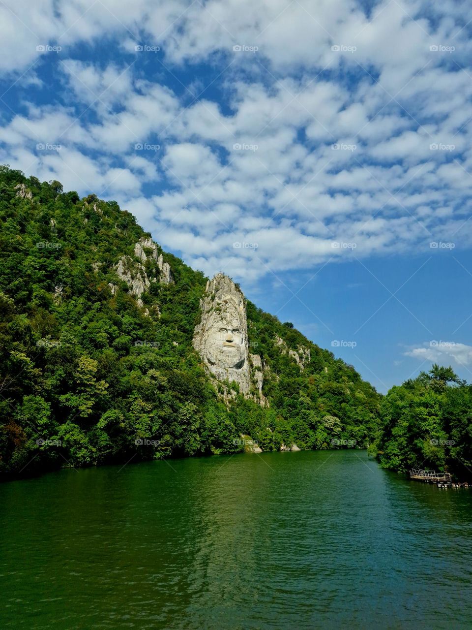 the face of the Decebal Dacian king carved in the rock, Romania