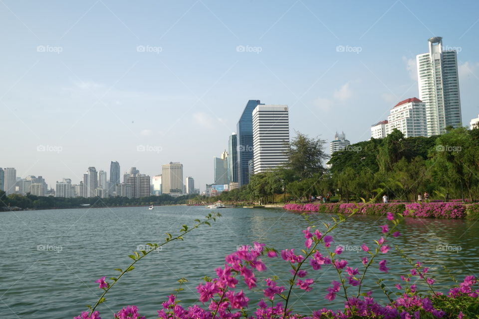 Bangkok city center lake park