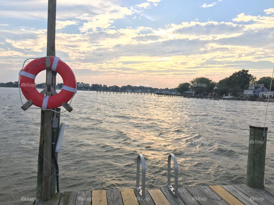 Life preserver on the dock