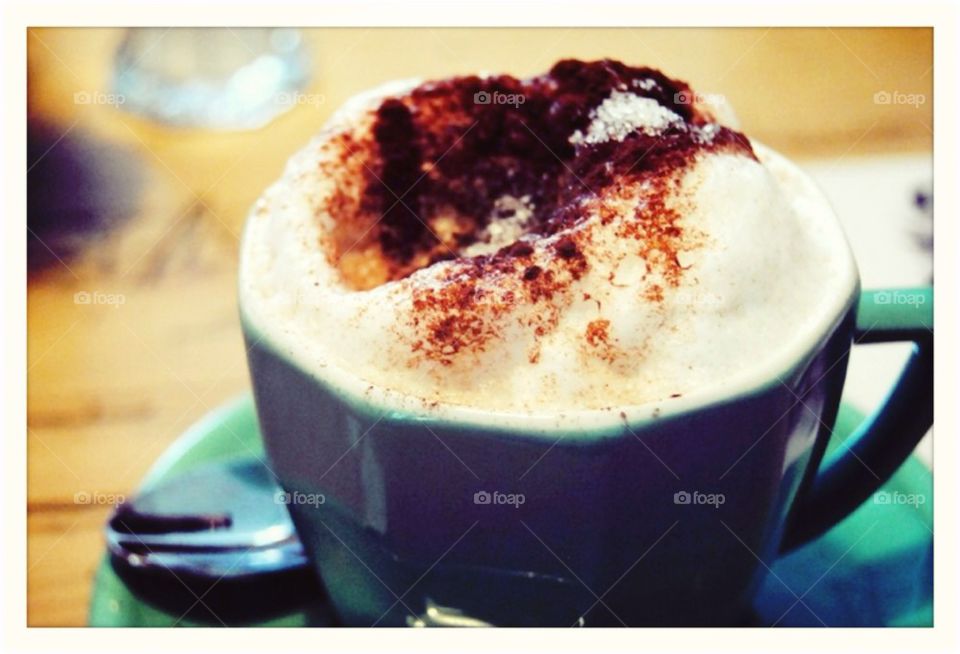 Close-up of cappuccino