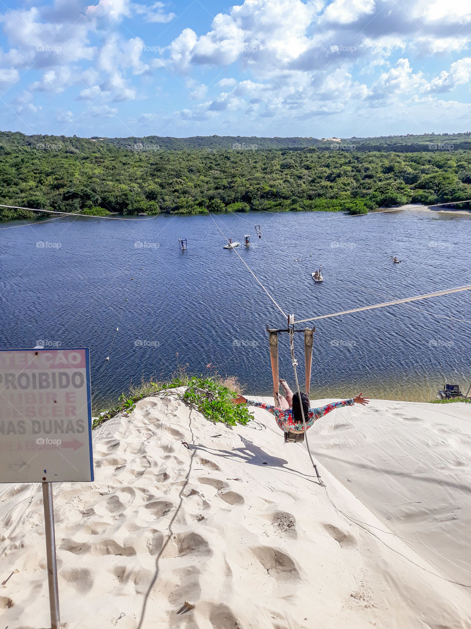 Zip line in the dunes of Natal, Brazil.