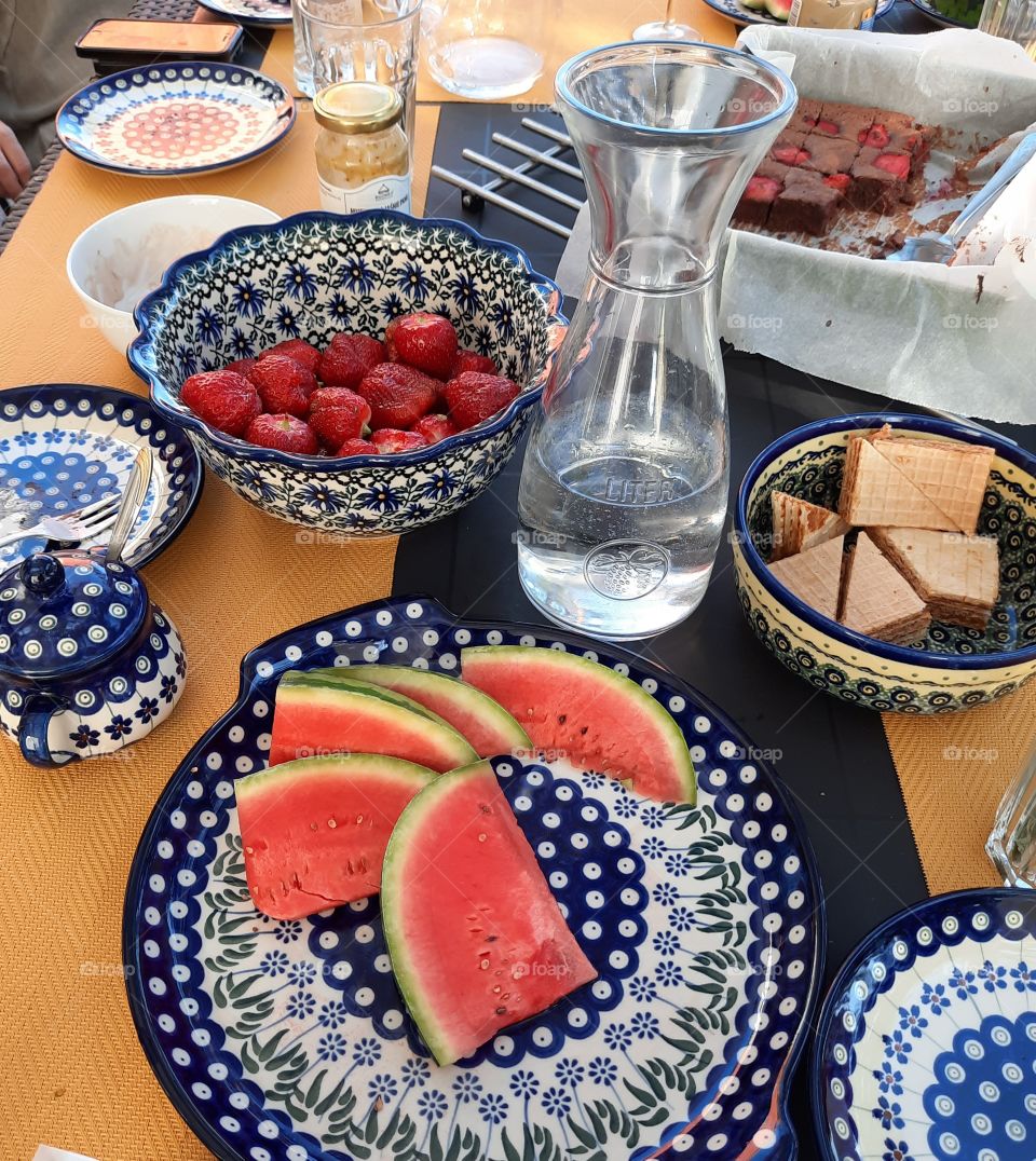 fruits and sweets on the plate