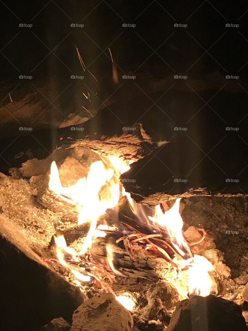 campfire, camping in the country