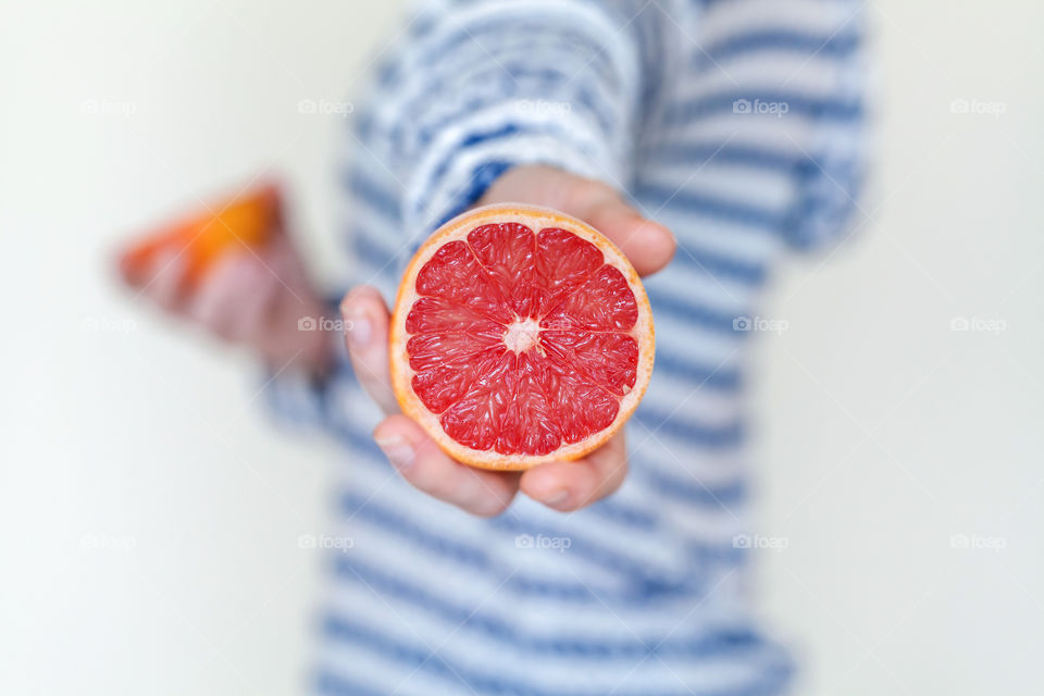 Healthy start of the day - grapefruit for breakfast