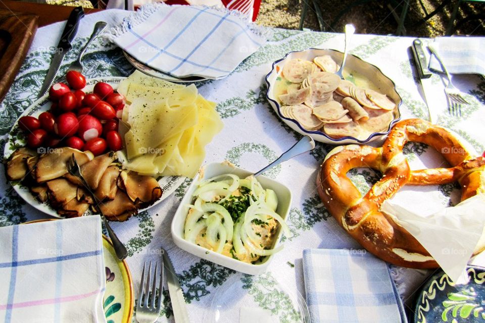 High angle view of food on table