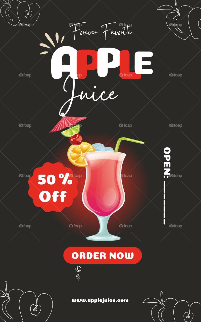 Order your favorite drink with up to 50% off.
All Time Favorite Apple Juice.