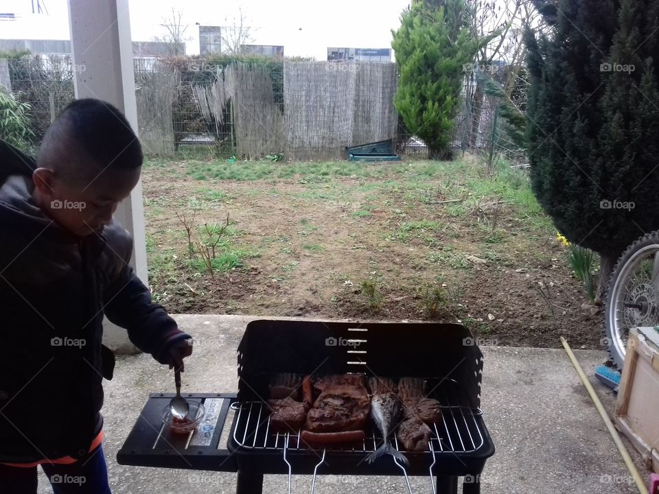 barbecue on winter season