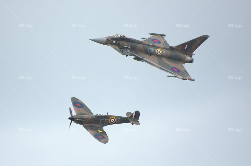 Typhoon and Spitfire flypast