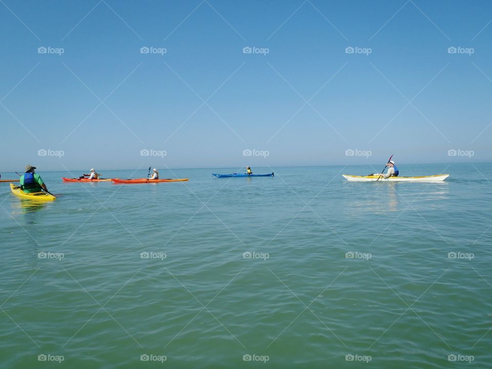 Open water kayaking in The Gulf of Mexico