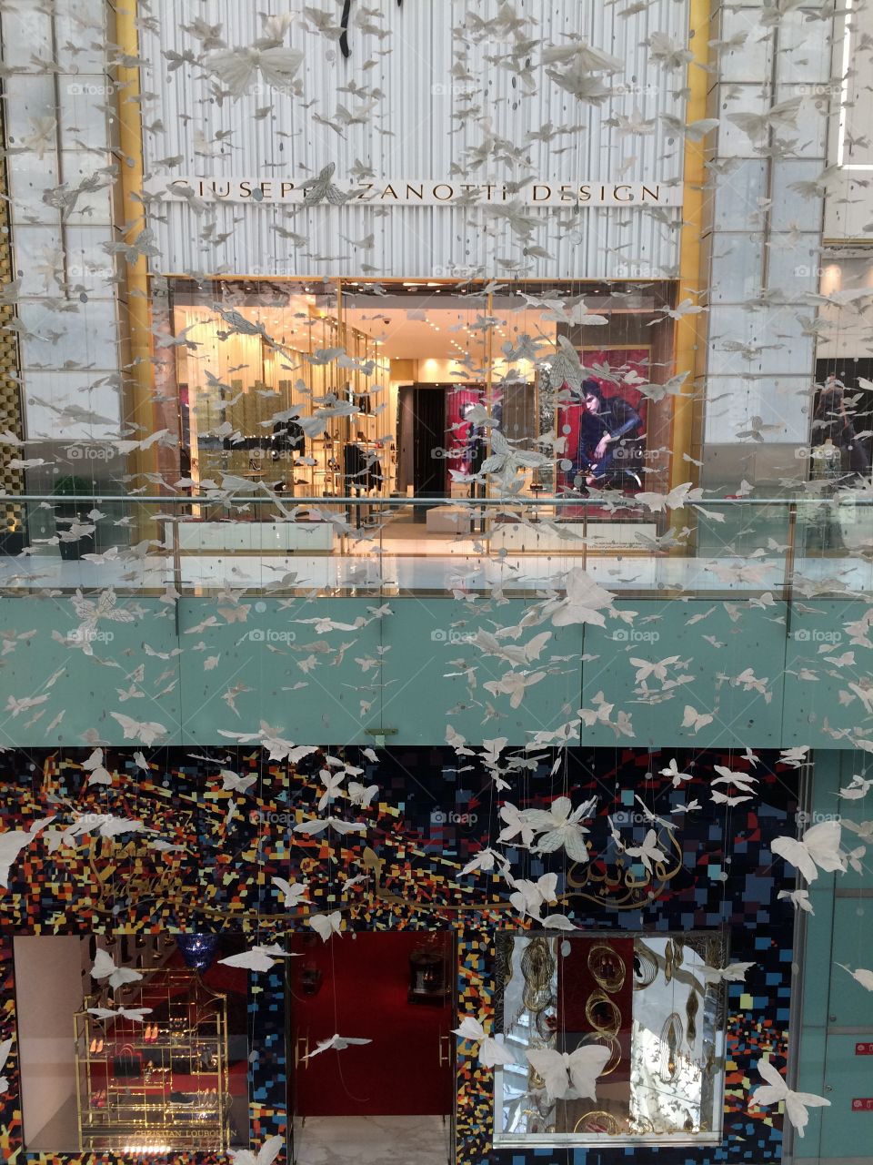 Magical butterflies in the luxury Dubai mall.