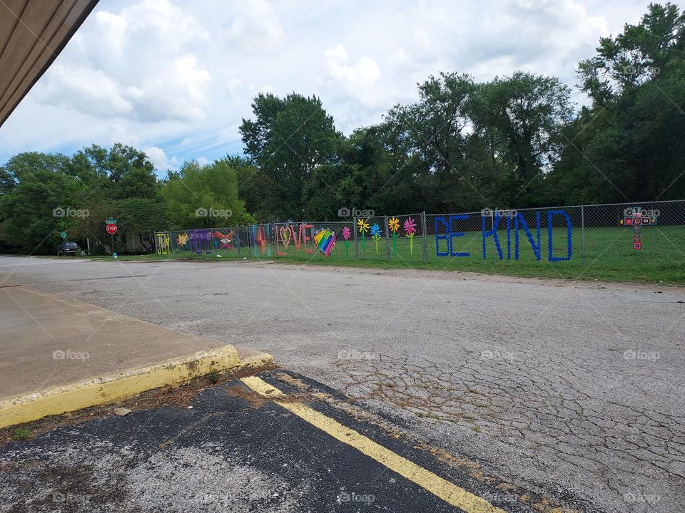 kids decorated this fence and did a really nice job! the end of summer camp for them.