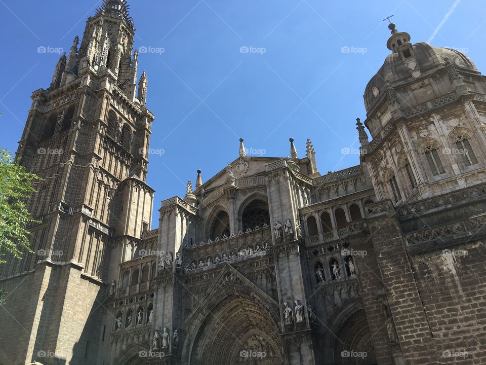 Church in hidden square in Toledo Spain 