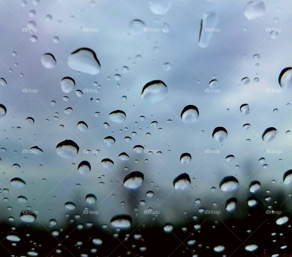 Raindrops on windshield