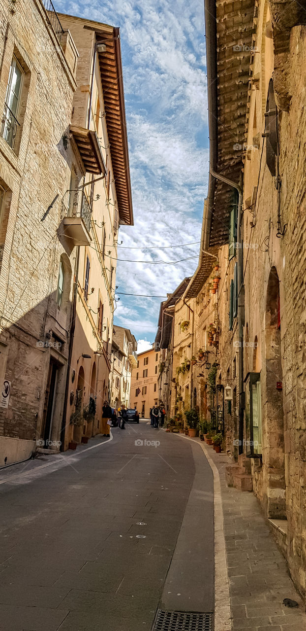 Typical street in Assisi, Italy